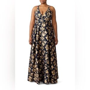 Badgley Mischka Floral Jacquard Gown 16‎